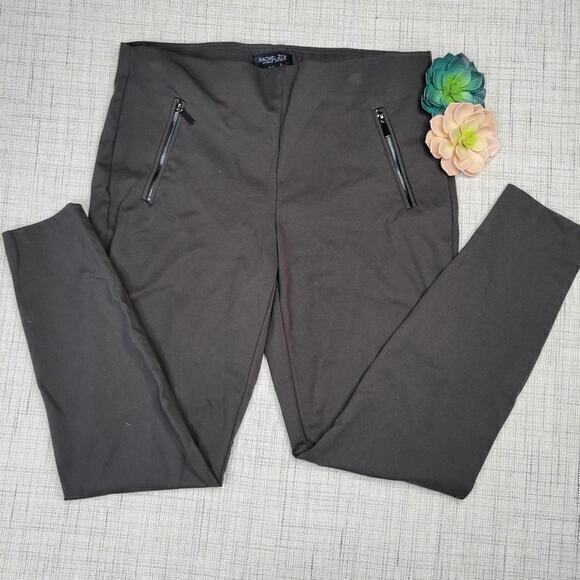 Rachel Zoe Ponte Knit Skinny‎ Forest Green Tan Leggings Pants 12 - Picture 1 of 6